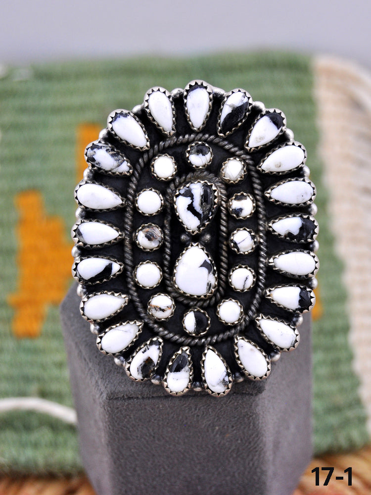 Southwest Made White Buffalo Adjustable Ring