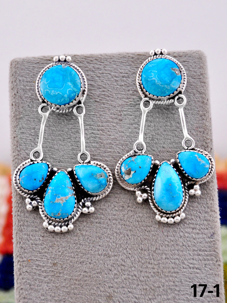 Southwest Handmade White Water & Sterling Silver Post Earrings