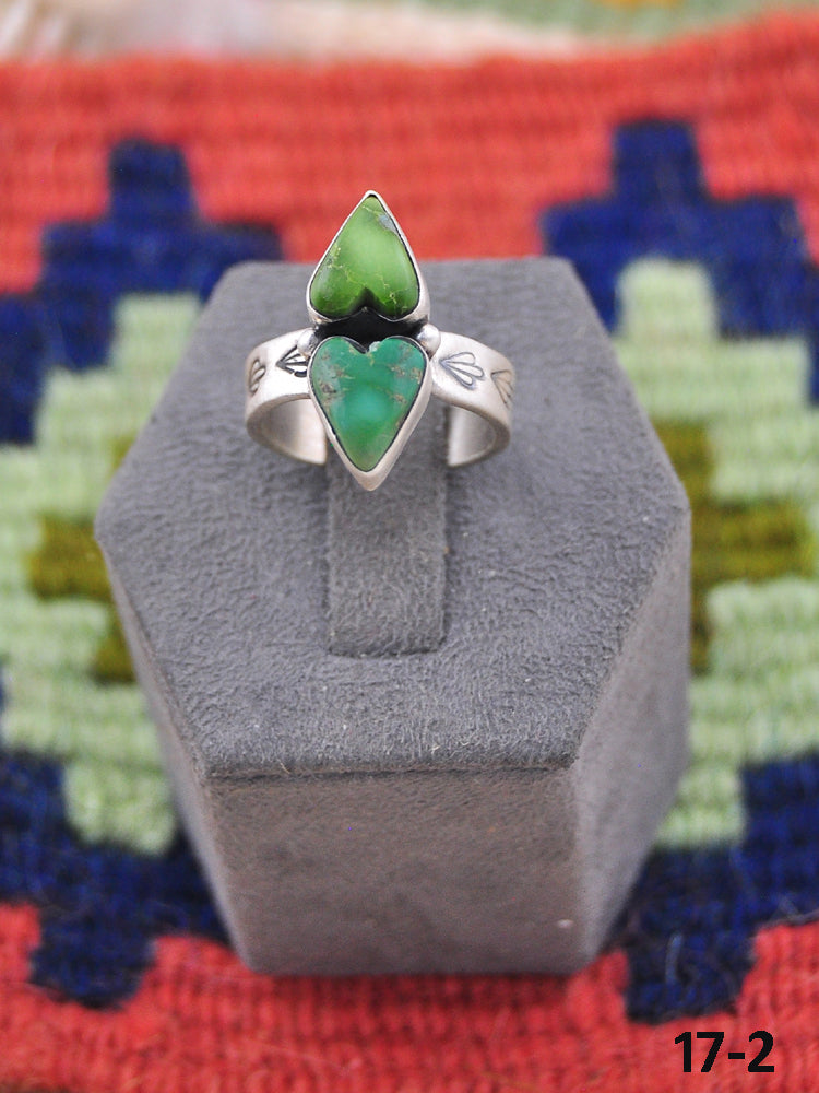 Southwest Made Sonoran Gold Turquoise & Sterling Silver Adjustable Heart Ring