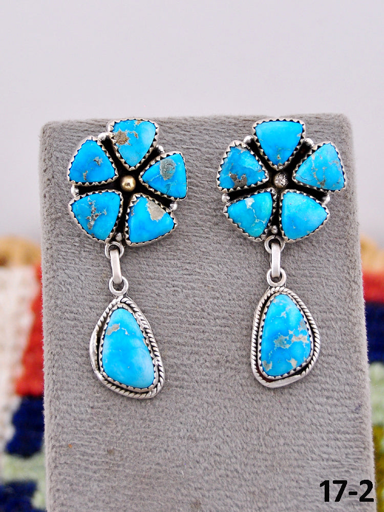 Southwest Handmade White Water Turquoise & Sterling Silver Post Earrings