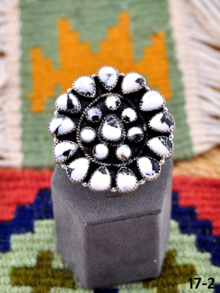 Southwest Made White Buffalo Adjustable Ring