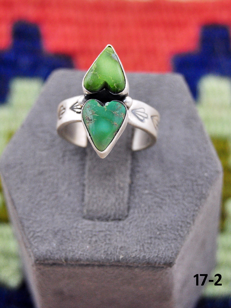 Southwest Made Sonoran Gold Turquoise & Sterling Silver Adjustable Heart Ring