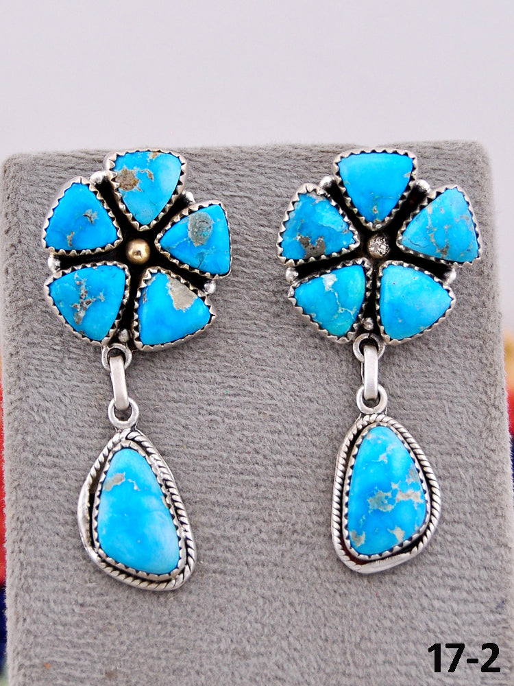 Southwest Handmade White Water Turquoise & Sterling Silver Post Earrings