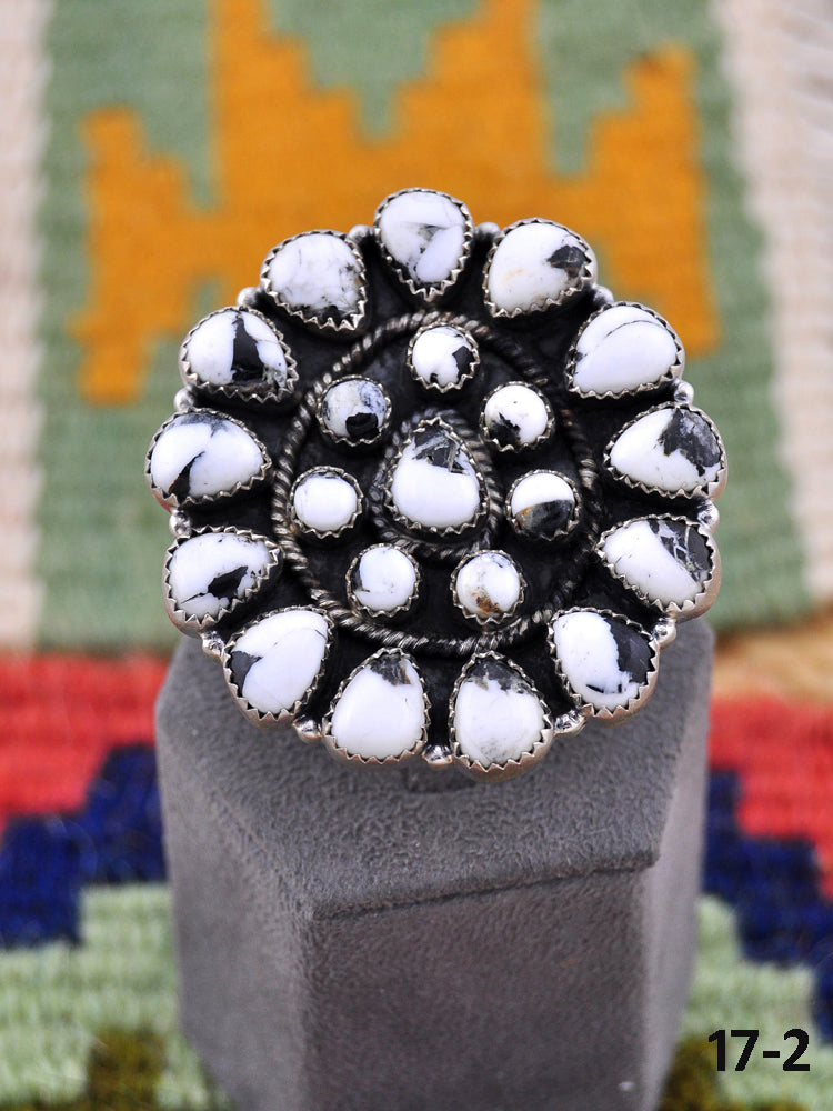 Southwest Made White Buffalo Adjustable Ring