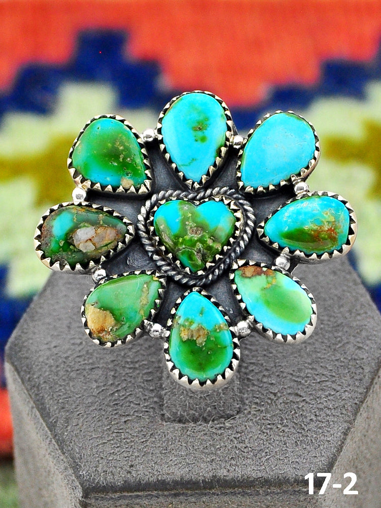 Southwest Handmade Sonoran Turquoise & Sterling Silver Adjustable Ring