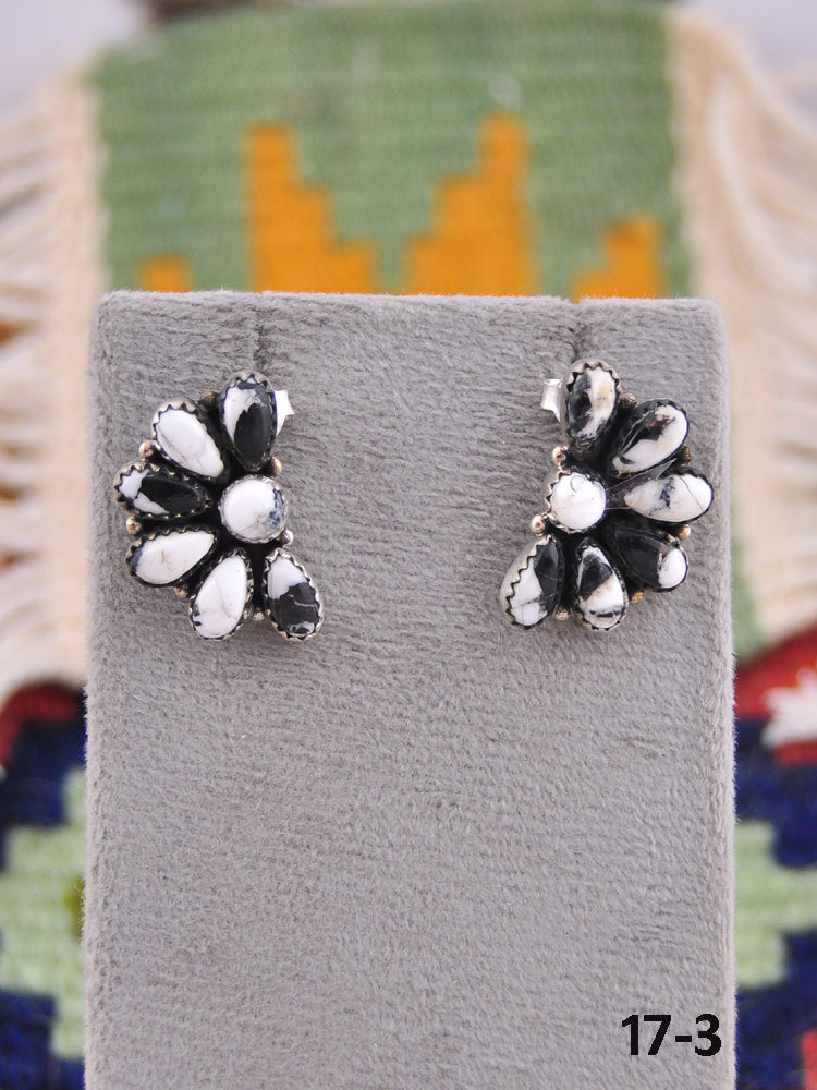 Southwest Made White Buffalo & Sterling Silver Post Earrings