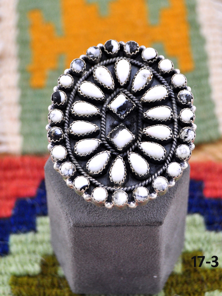 Southwest Made White Buffalo Adjustable Ring
