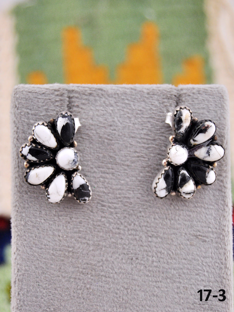 Southwest Made White Buffalo & Sterling Silver Post Earrings