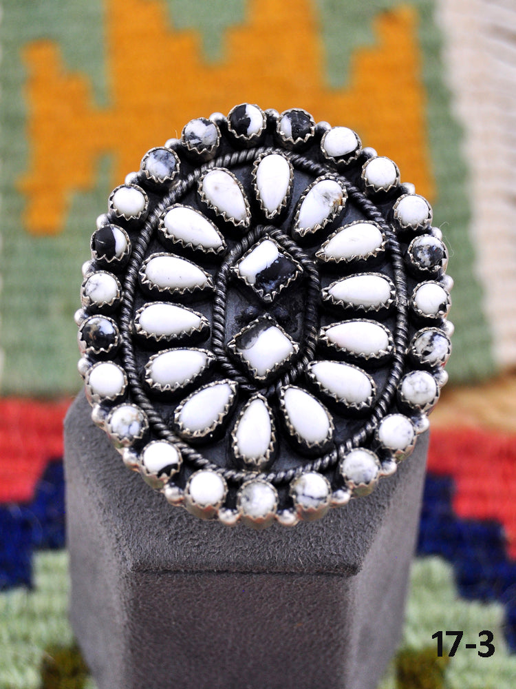 Southwest Made White Buffalo Adjustable Ring