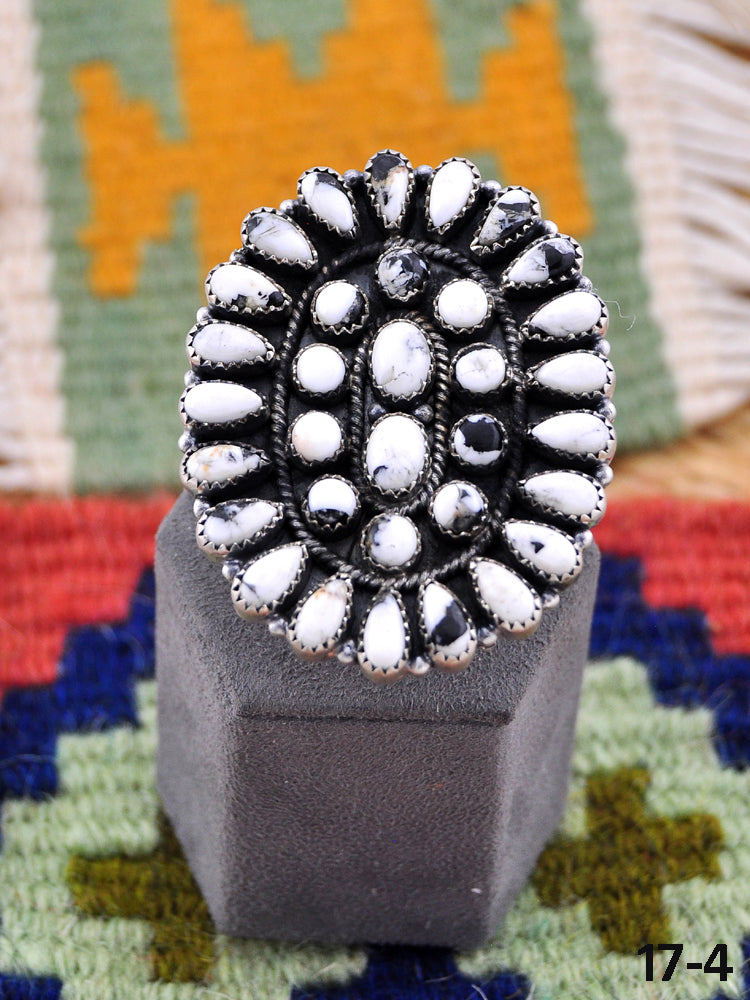 Southwest Made White Buffalo Adjustable Ring