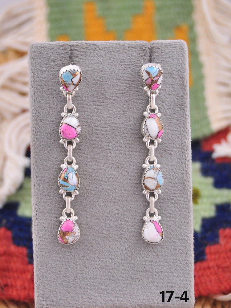 Southwest Made Cotton Candy & Sterling Silver Post Dangle Earrings