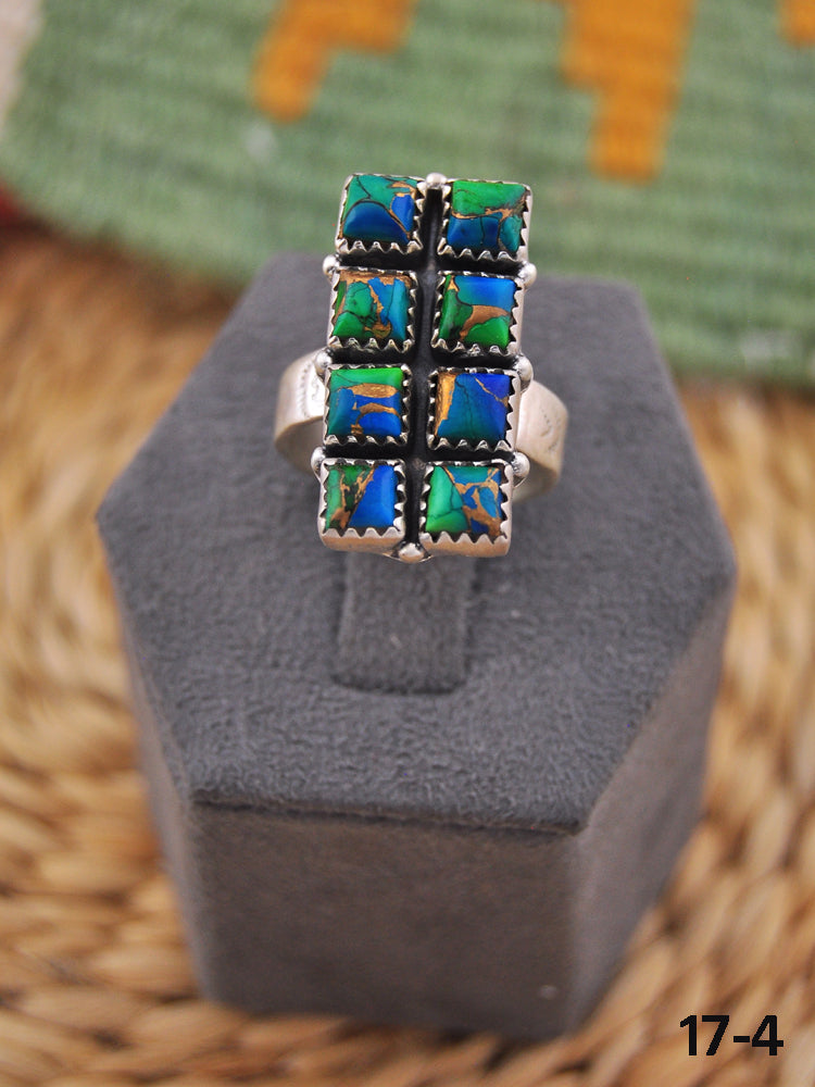 Southwest Handmade Peacock Dahlia & Sterling Silver Adjustable Ring