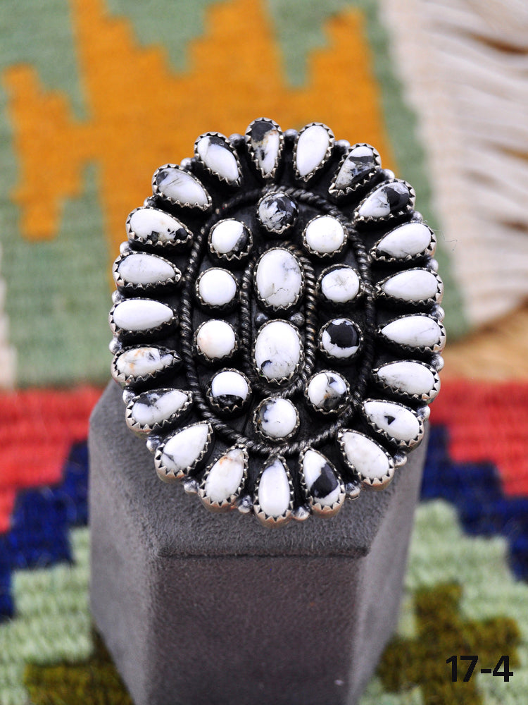 Southwest Made White Buffalo Adjustable Ring