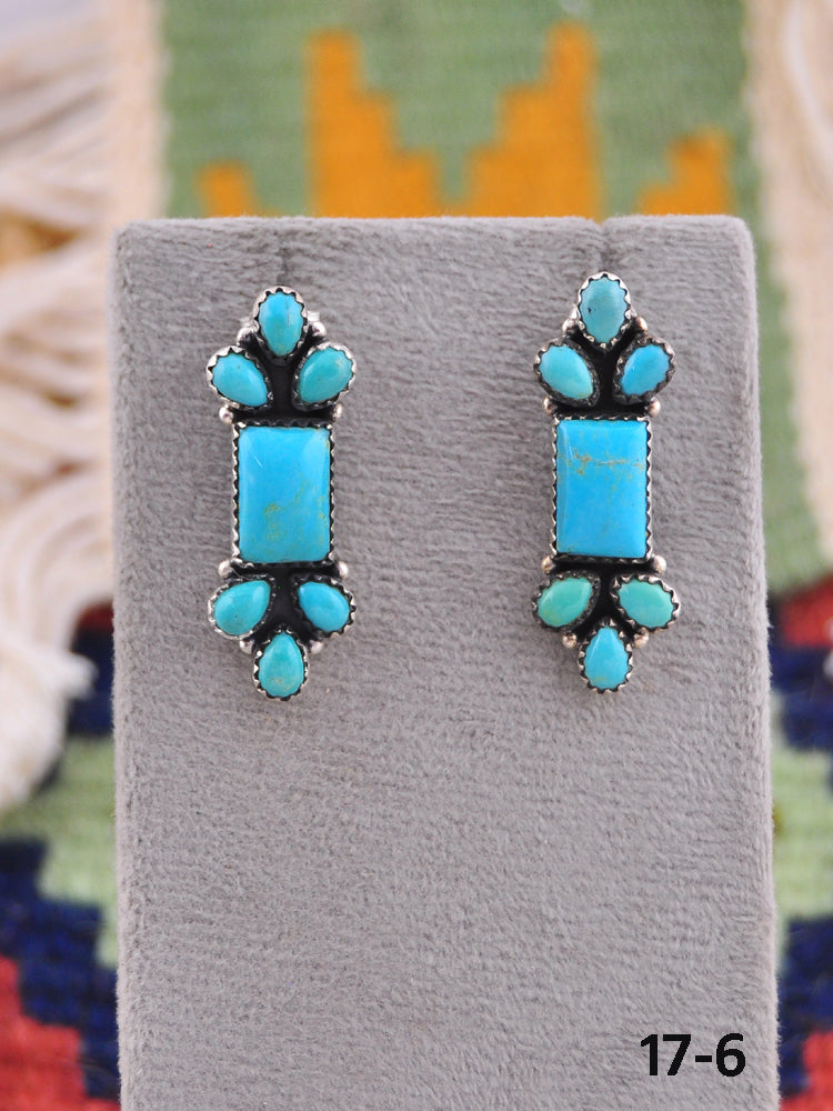 Southwest Made Kingman Turquoise & Sterling Silver Post Earrings