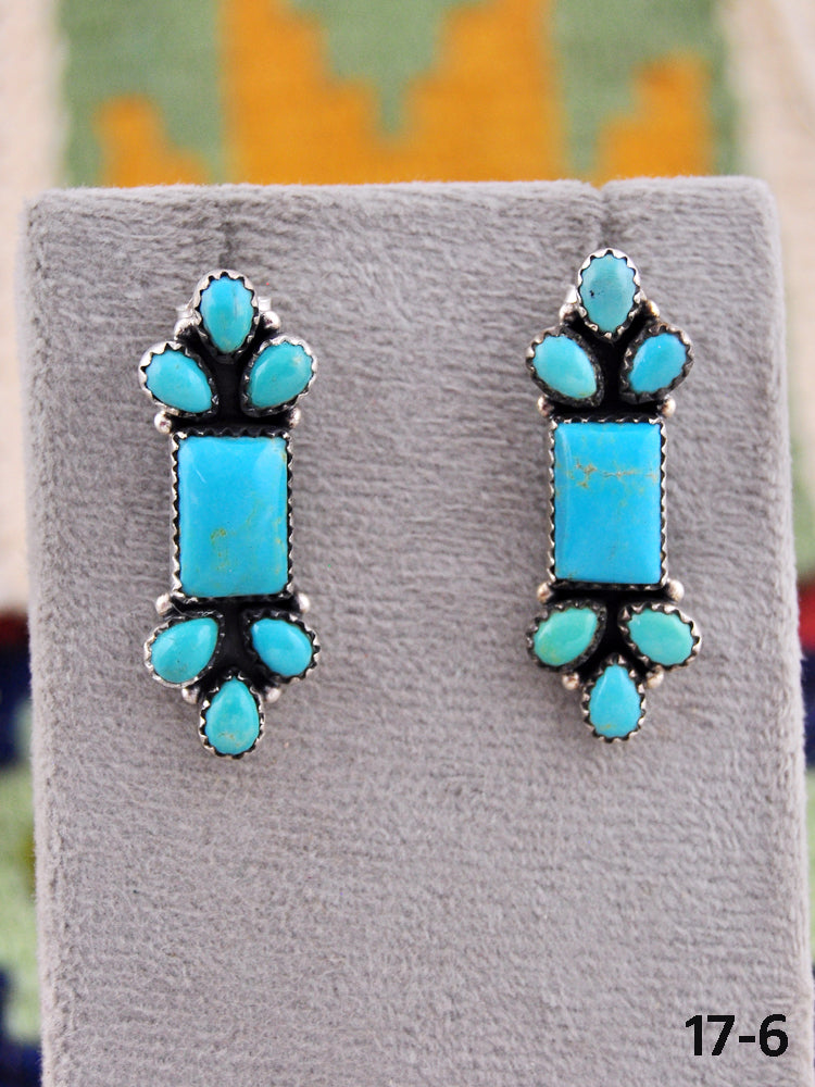 Southwest Made Kingman Turquoise & Sterling Silver Post Earrings