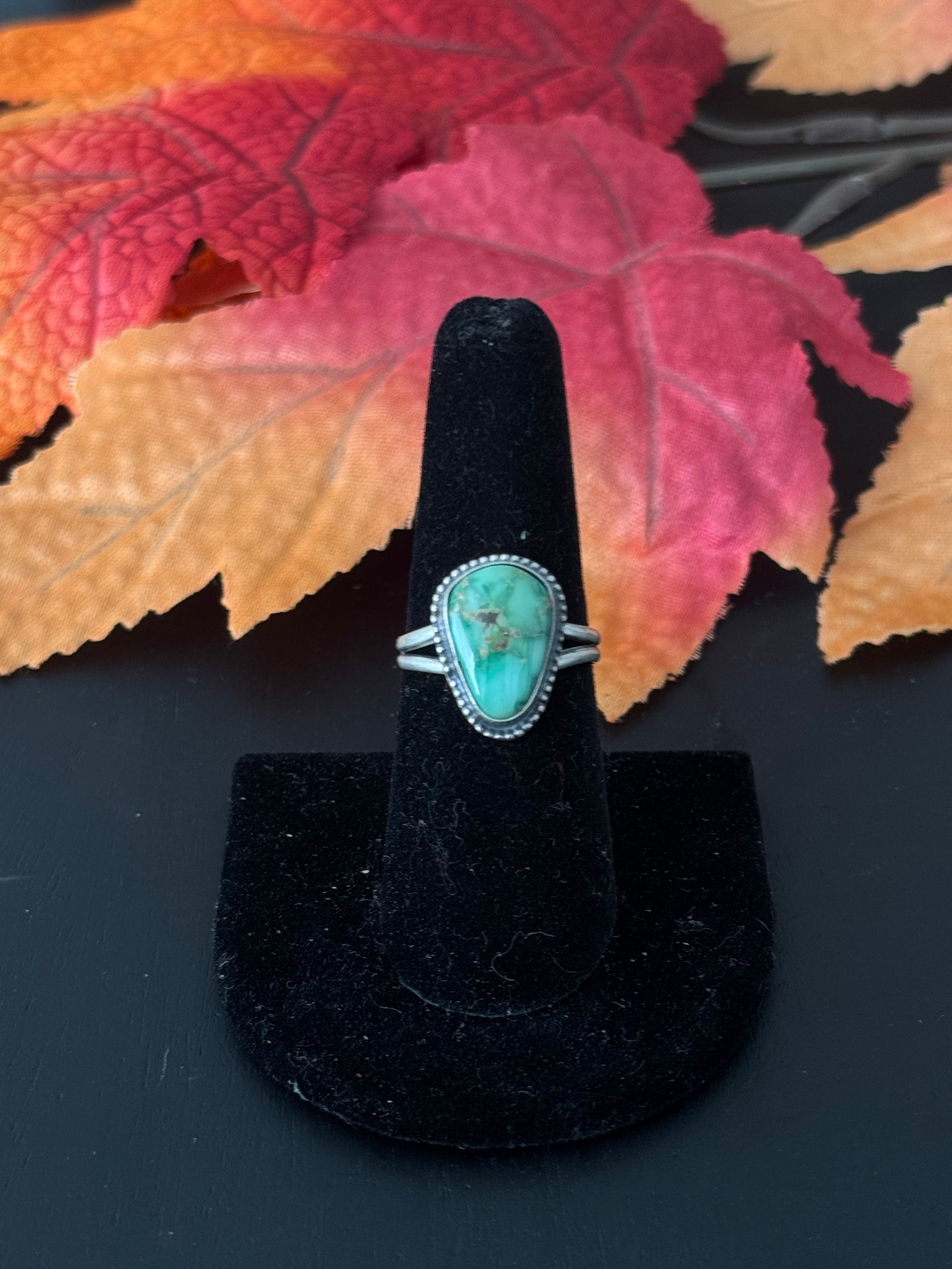 Navajo Made Emerald Valley Turquoise & Sterling Silver Ring