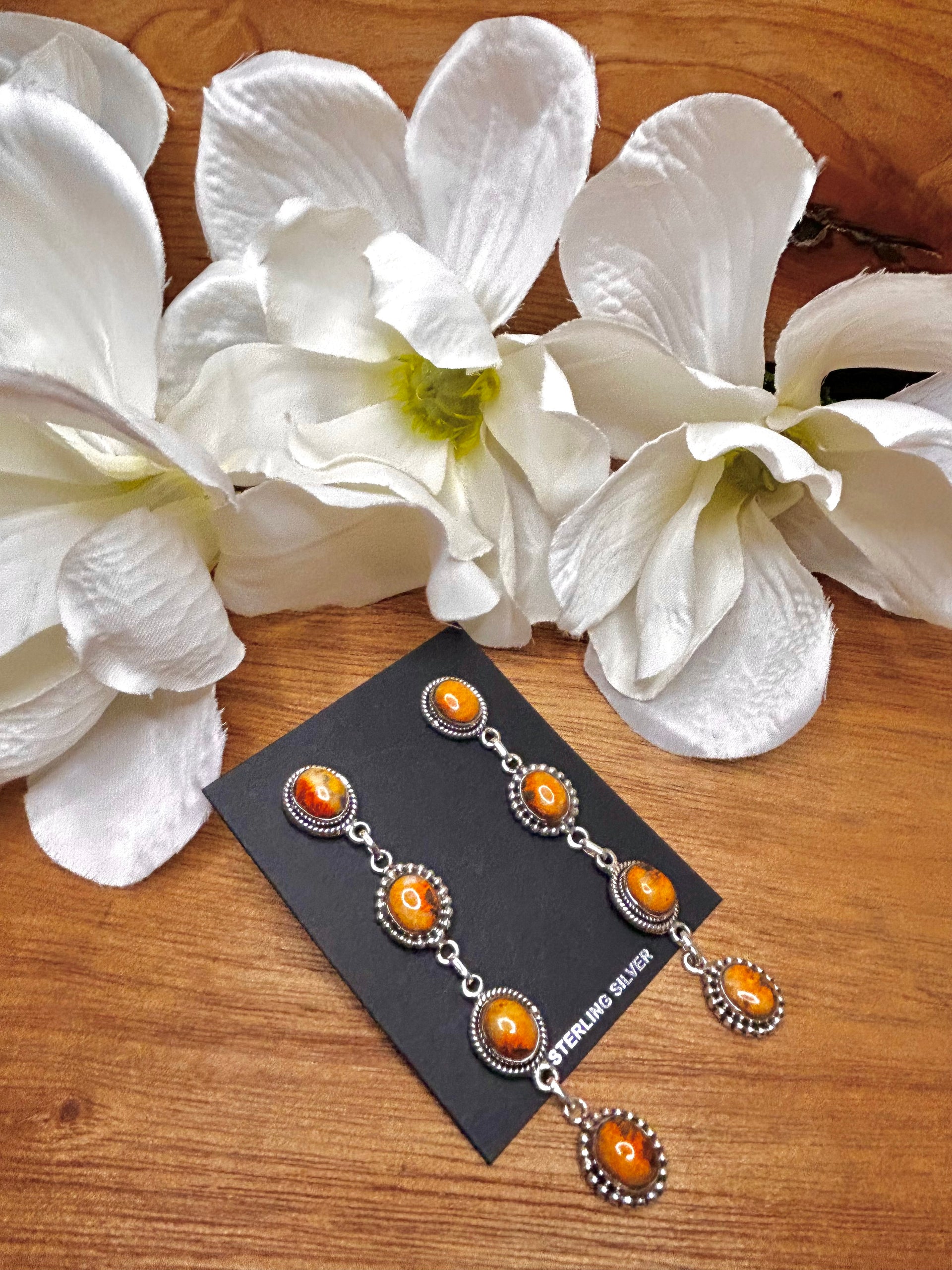 Southwest Made Bb Agate & Sterling Silver Post Dangle Earrings