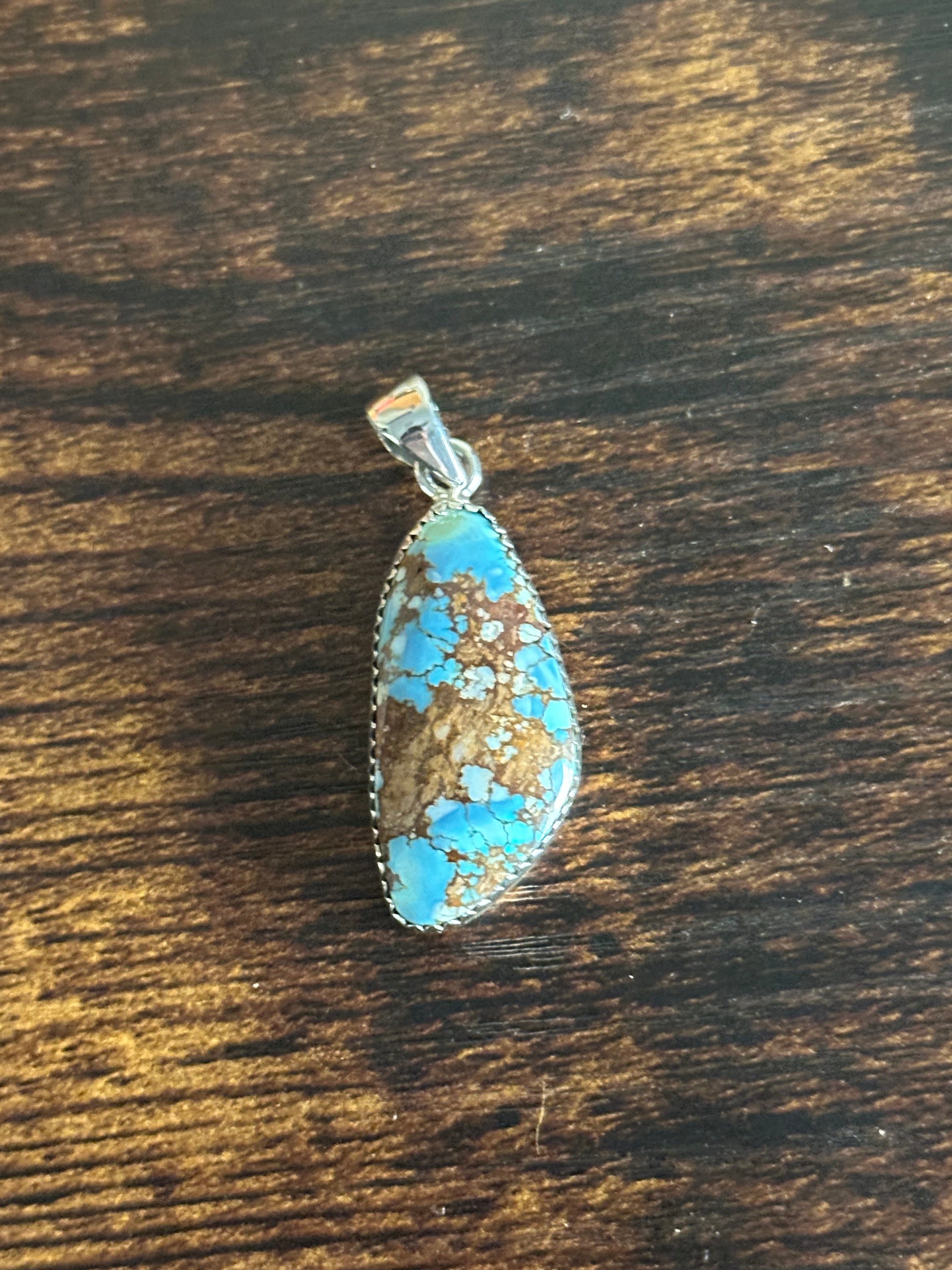 Southwest Handmade Golden Hills Turquoise & Sterling Silver Pendant