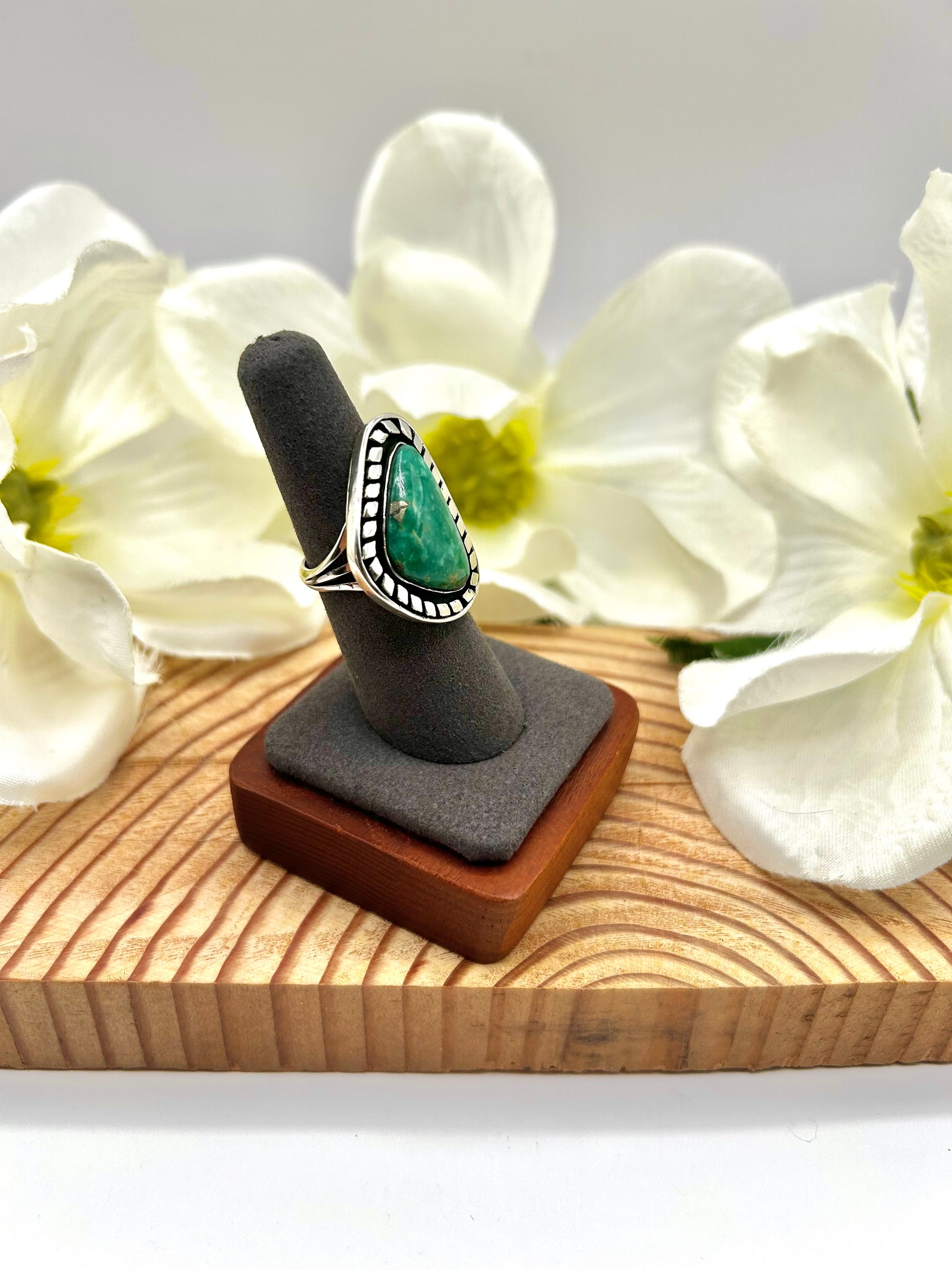 Mike Smith Kingman Turquoise & Sterling Silver Ring Size 6.5