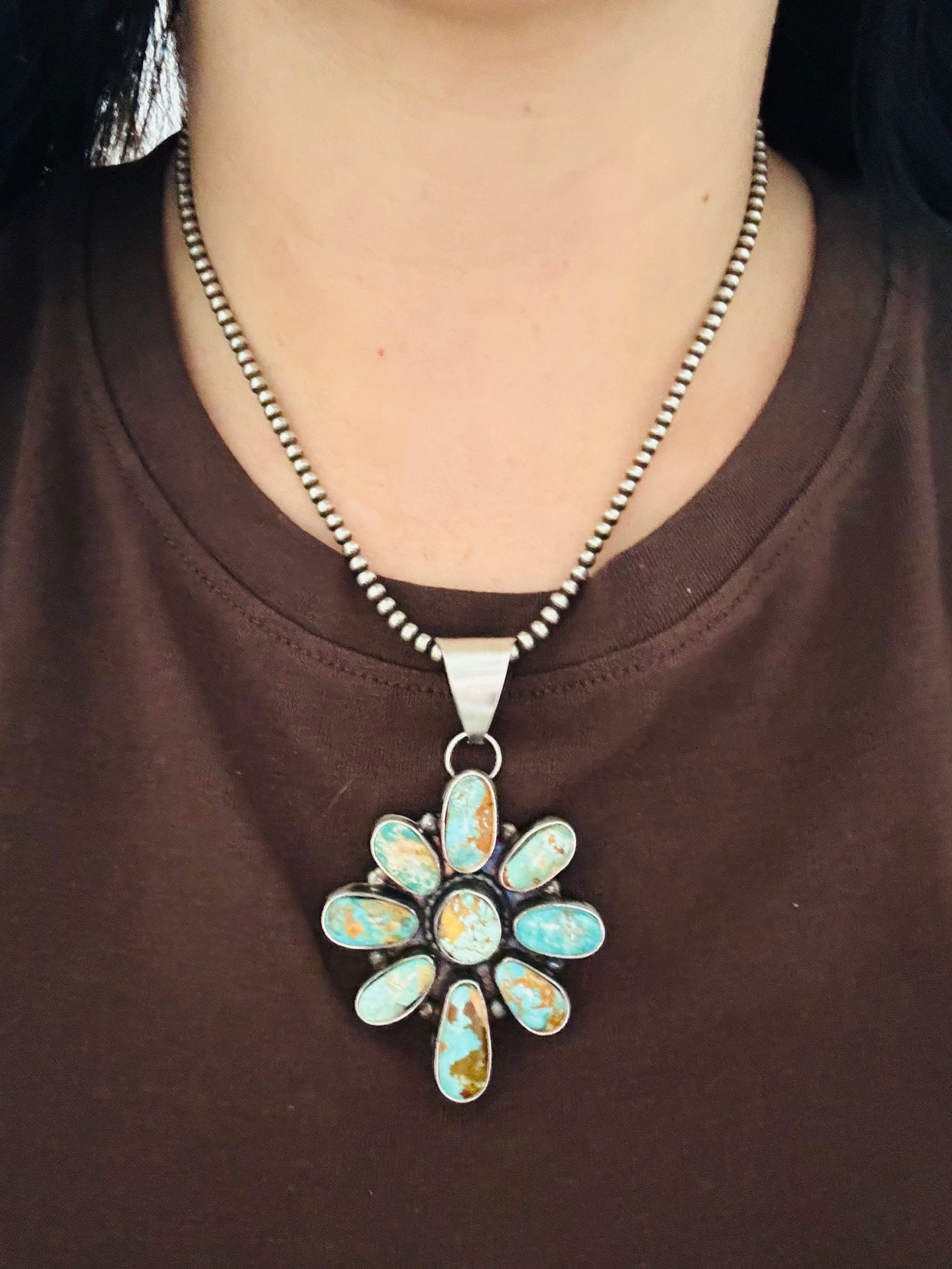 Antionette Mart Multi Turquoise & Sterling Silver Cluster Pendant