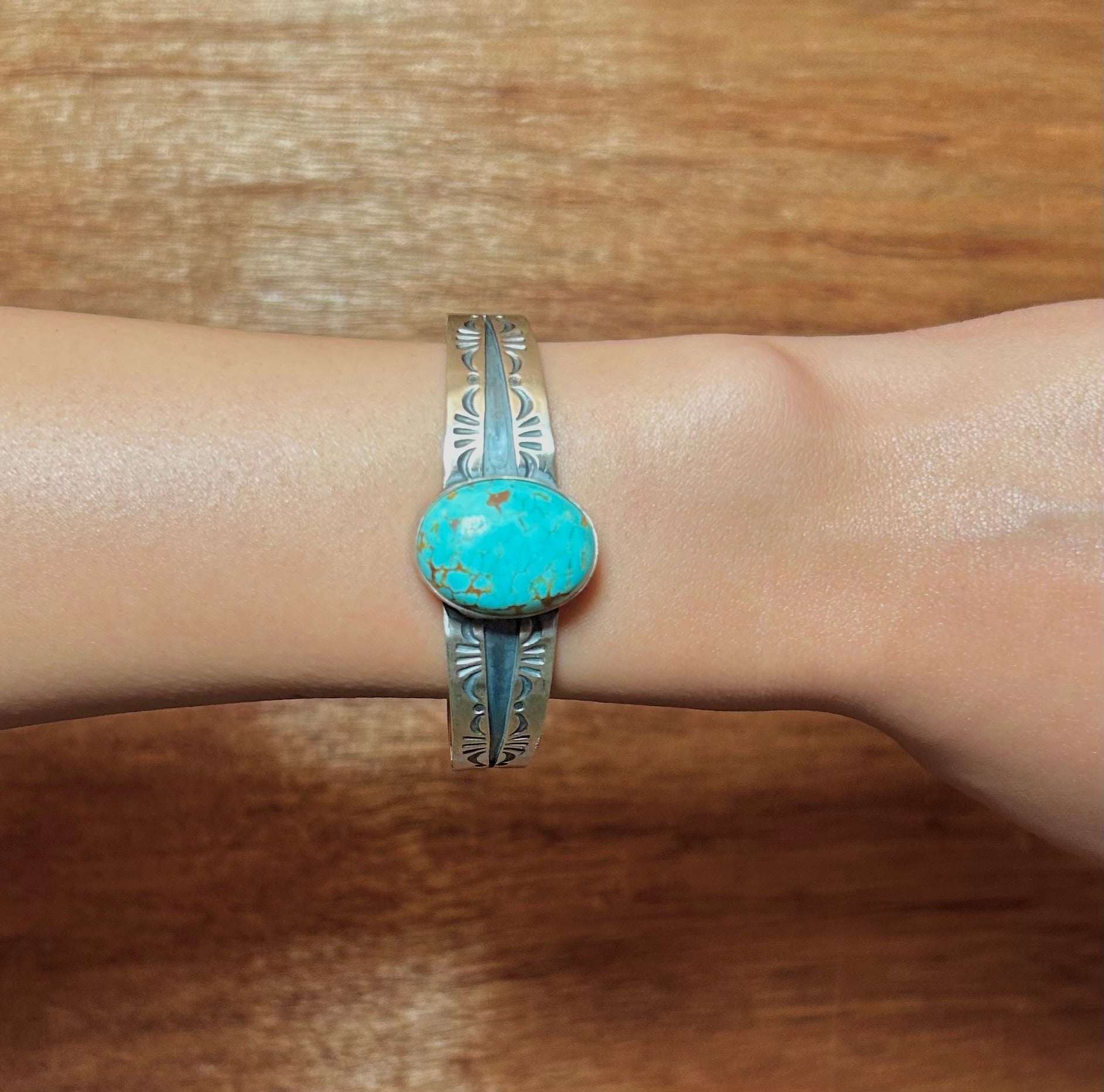 Mark Yazzie Number 8 Turquoise & Sterling Silver Cuff Bracelet