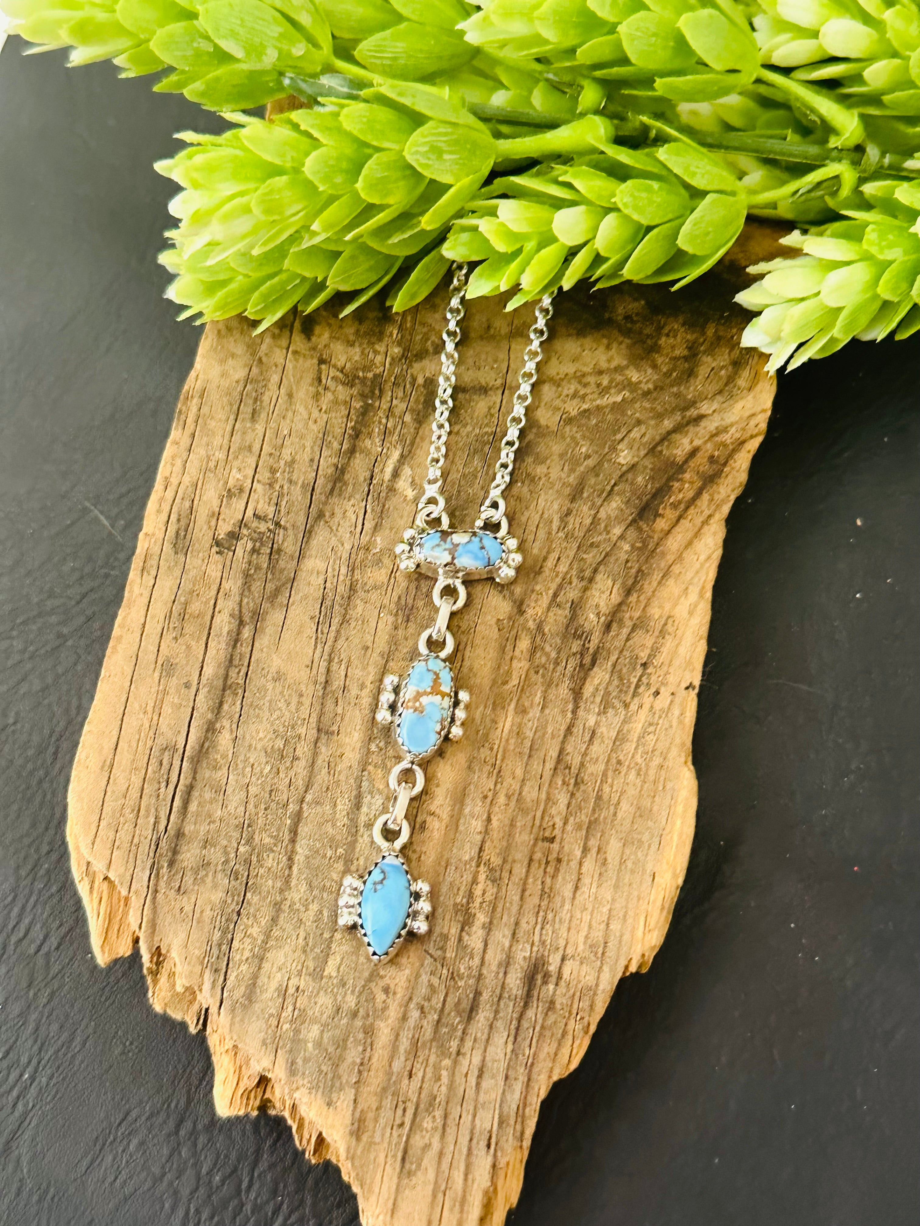 Southwest Handmade Golden Hills Turquoise & Sterling Silver Necklace