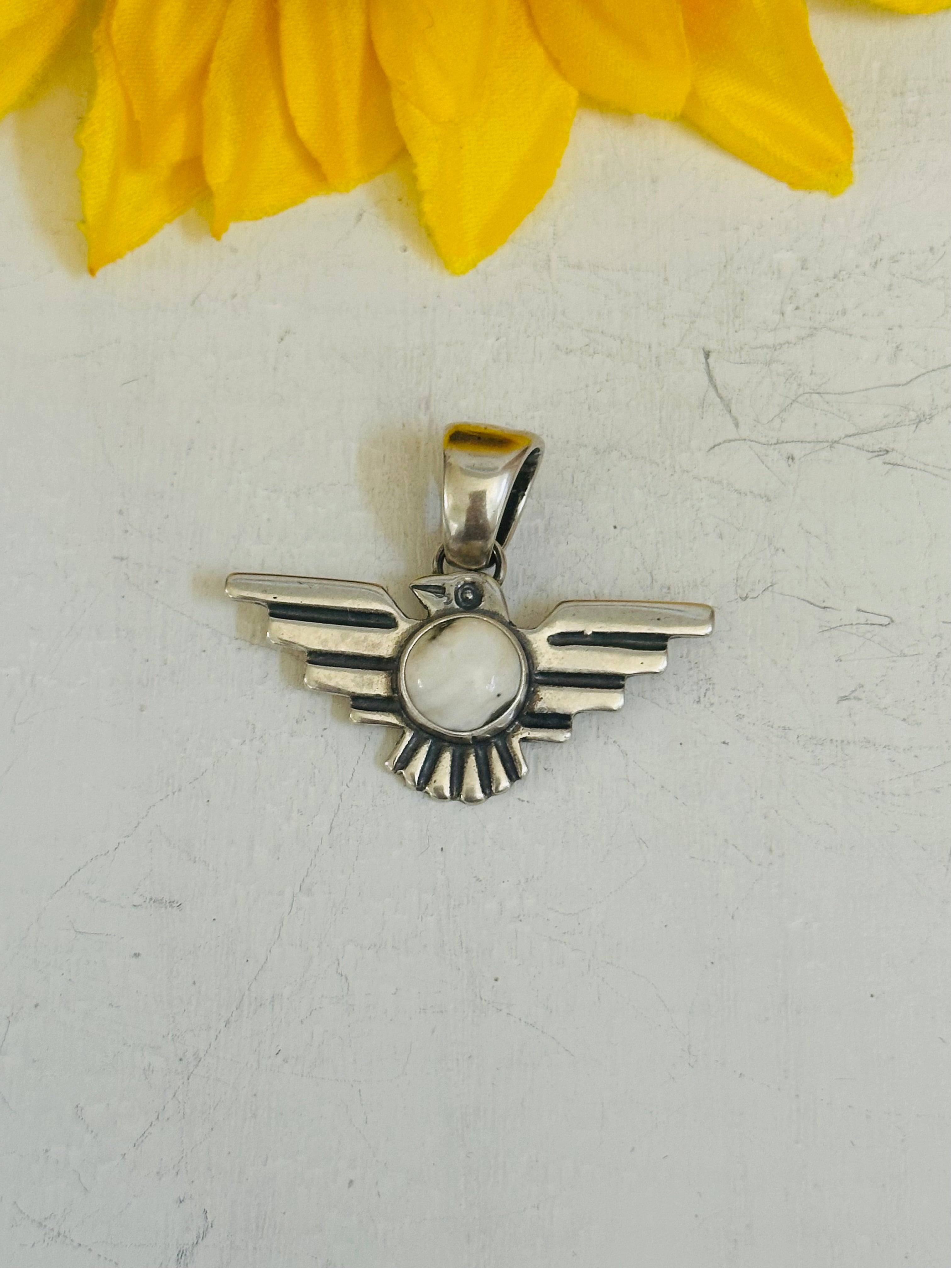 Navajo Made Sterling Silver Thunderbird Pendant