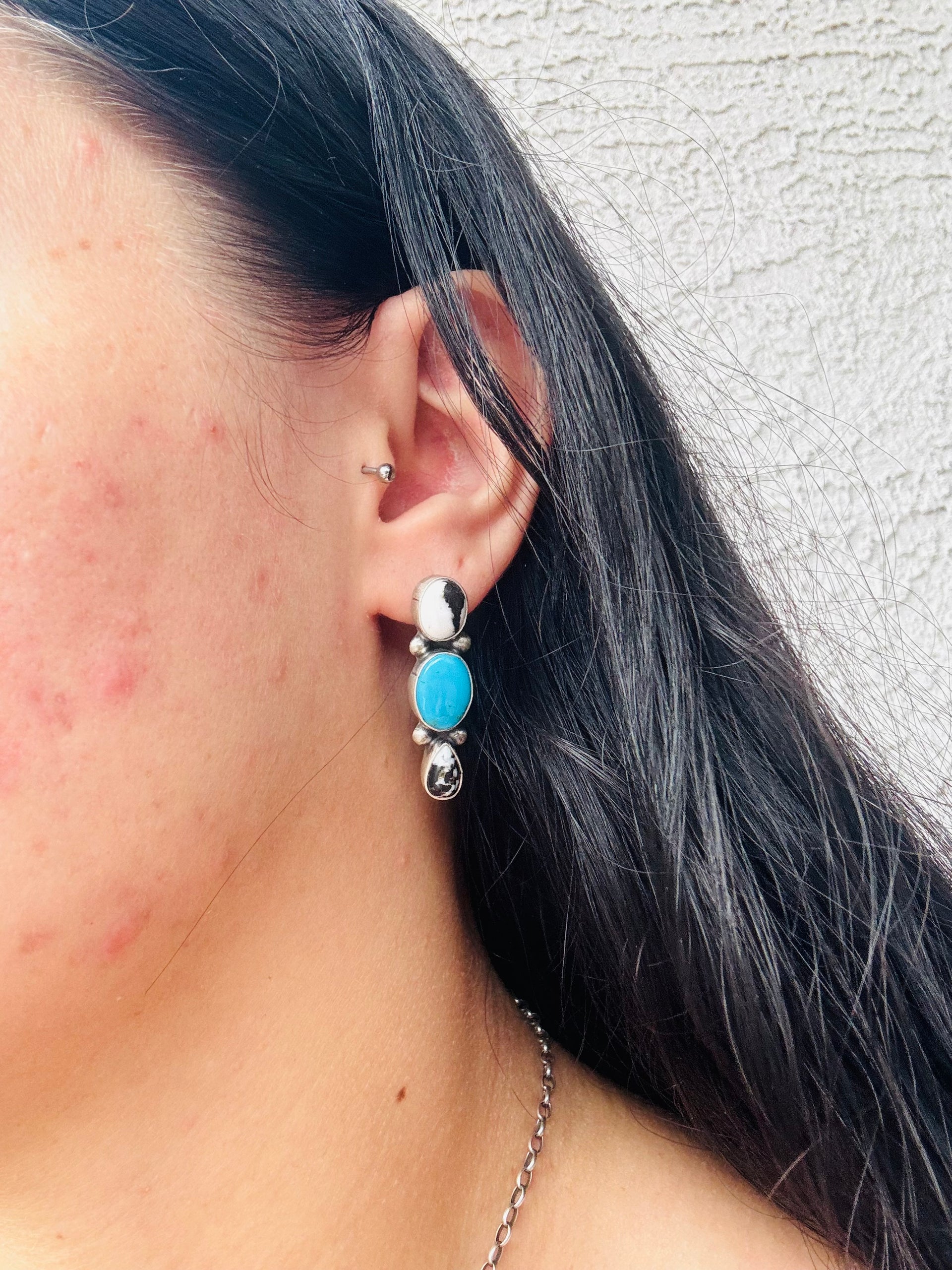 Jameson Garcia Multi Stone & Sterling Silver Post Dangle Earrings