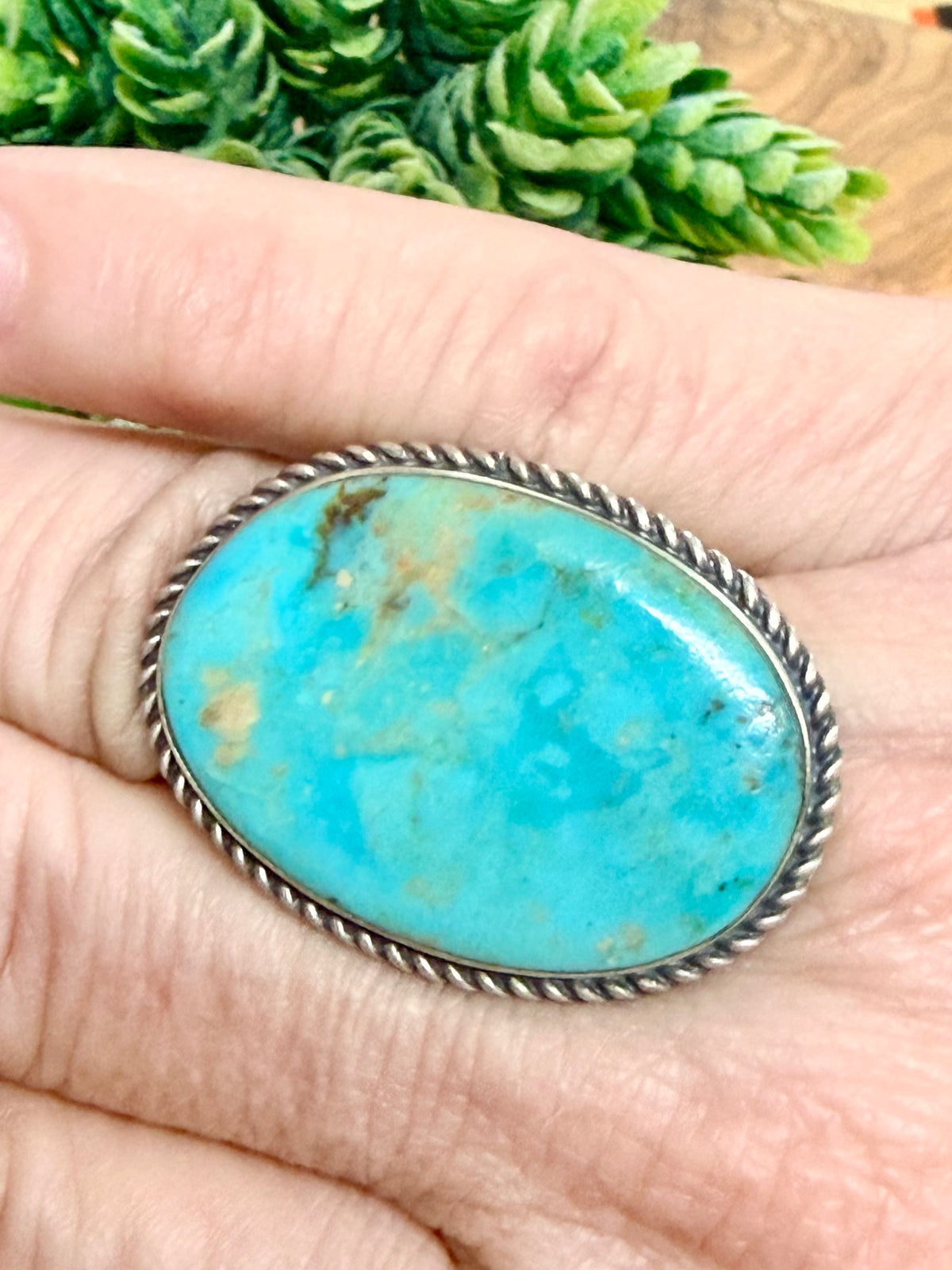 Southwest Handmade Turquoise & Sterling Silver Size 7.5