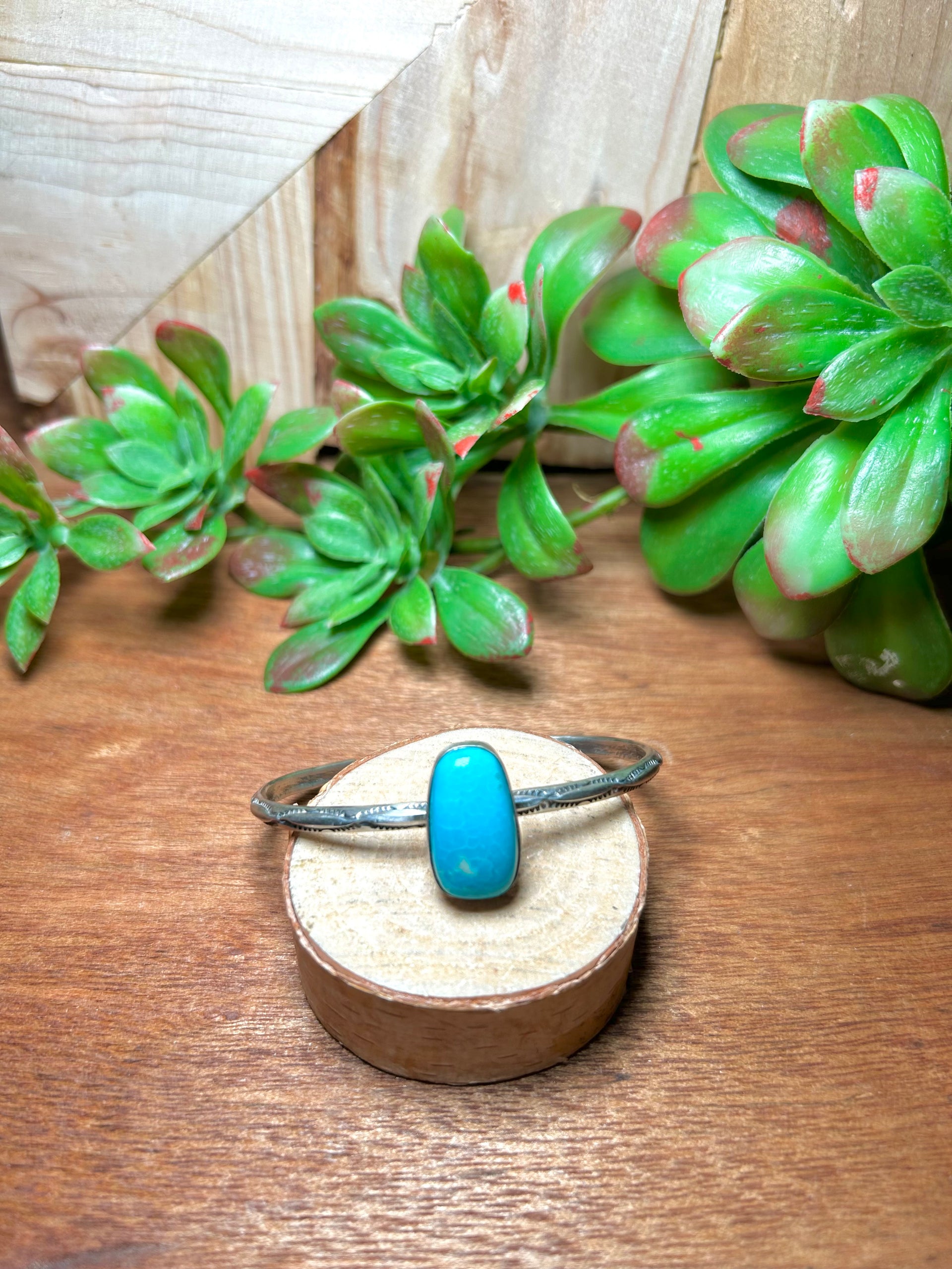 Navajo Made Kingman Turquoise & Sterling Silver Cuff Bracelet