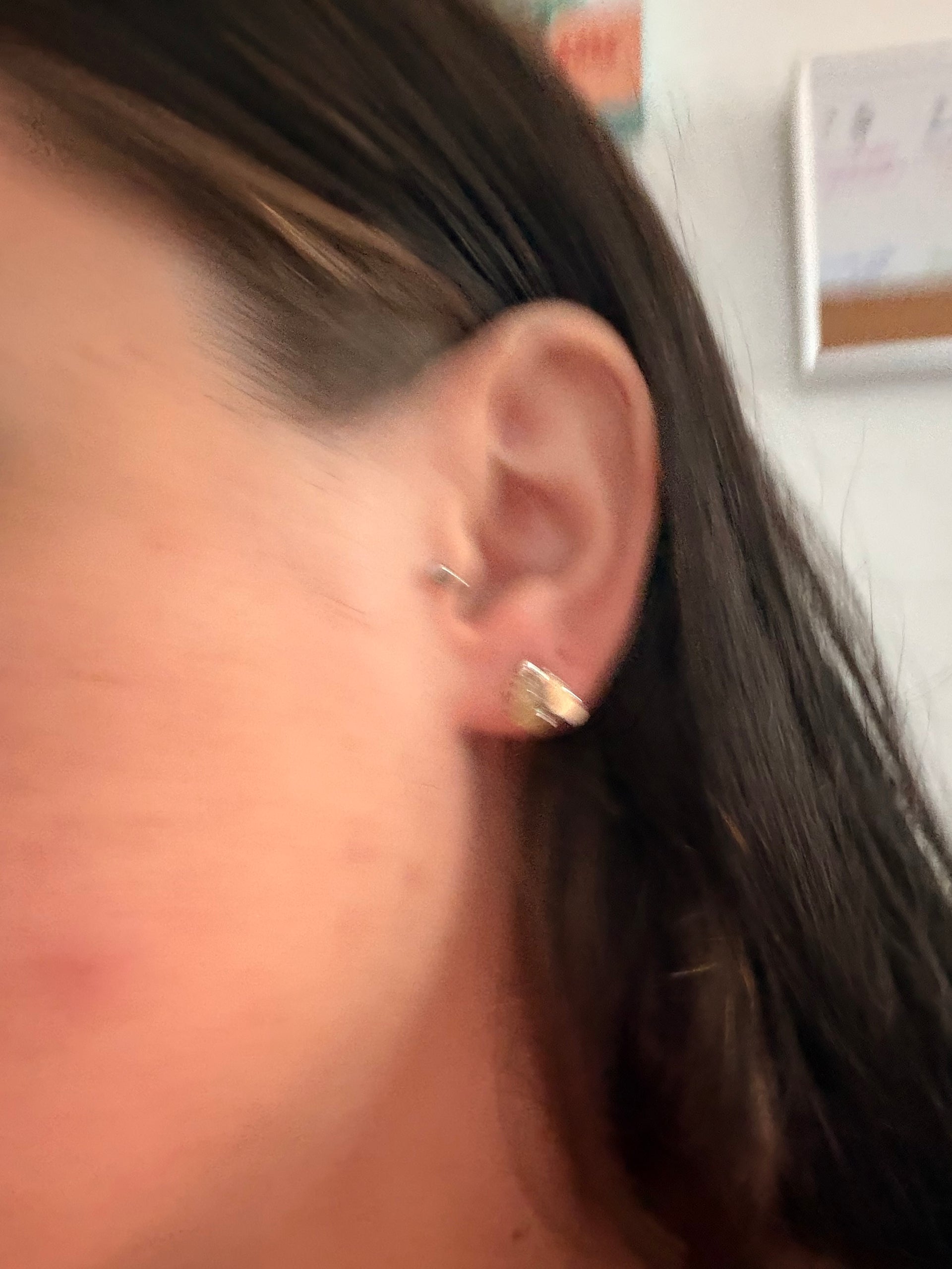 Navajo Made Mother of Pearl & Sterling Silver Post Cluster Earrings