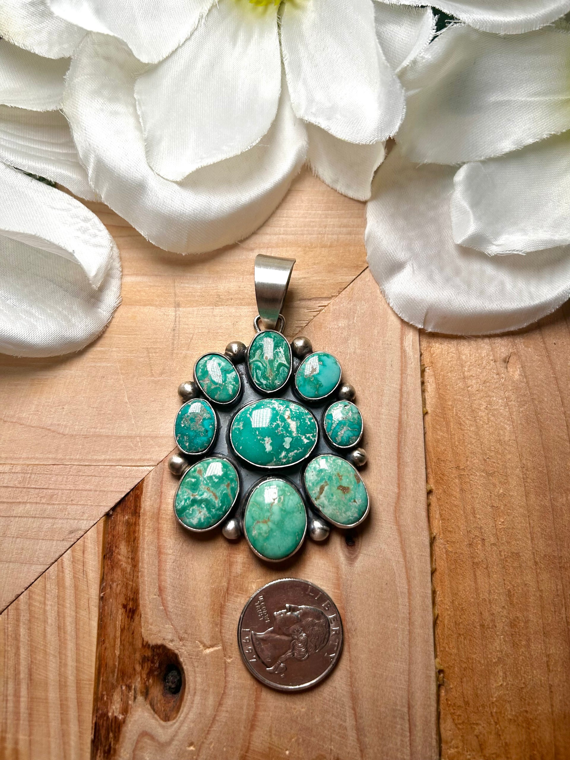 Kathleen Livingston Broken Arrow Variscite & Sterling Silver Pendant