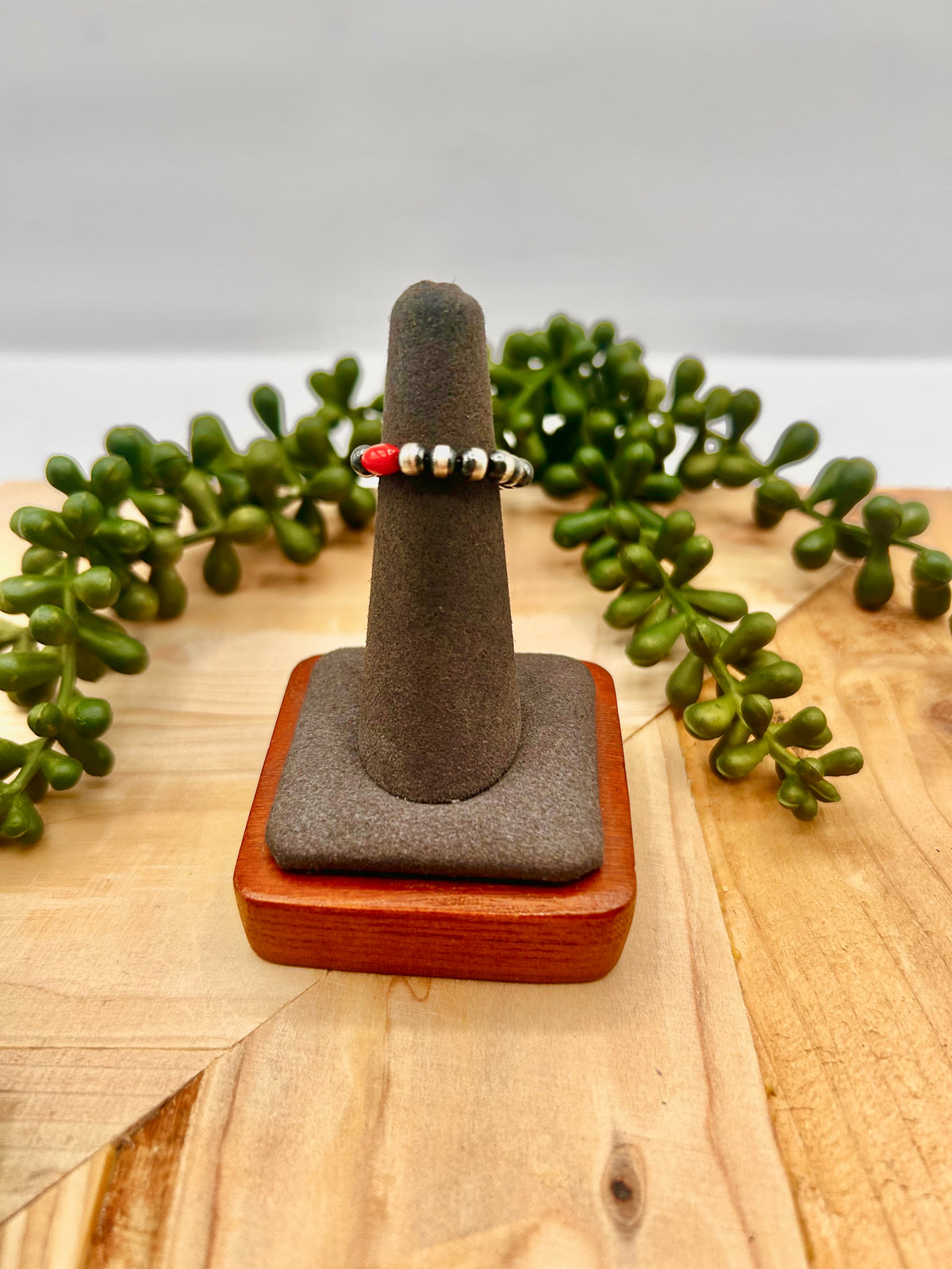 Navajo Made Spiny Oyster & Sterling Silver Strung Ring