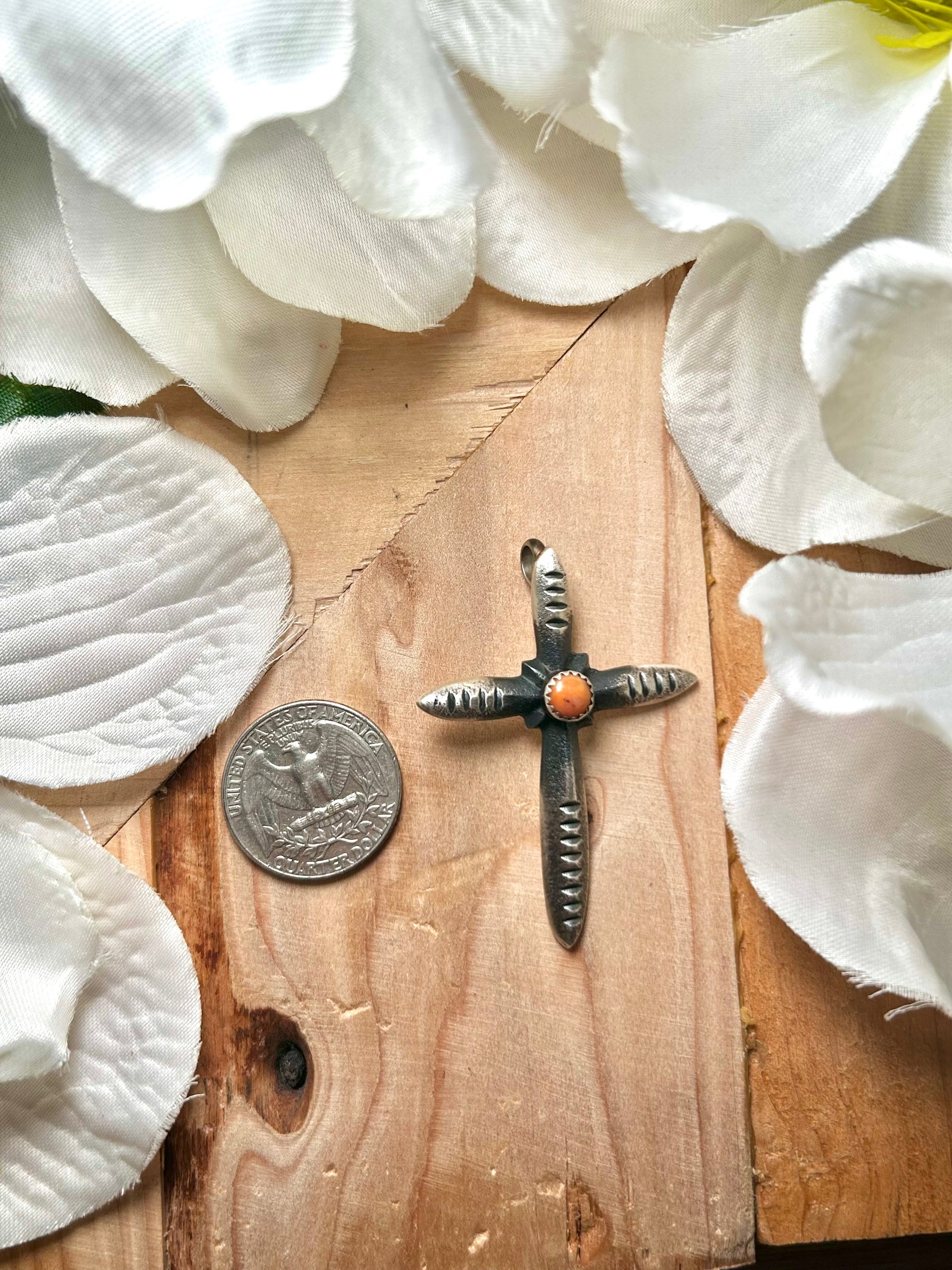 Navajo Made Spiny Oyster & Sterling Silver Pendant