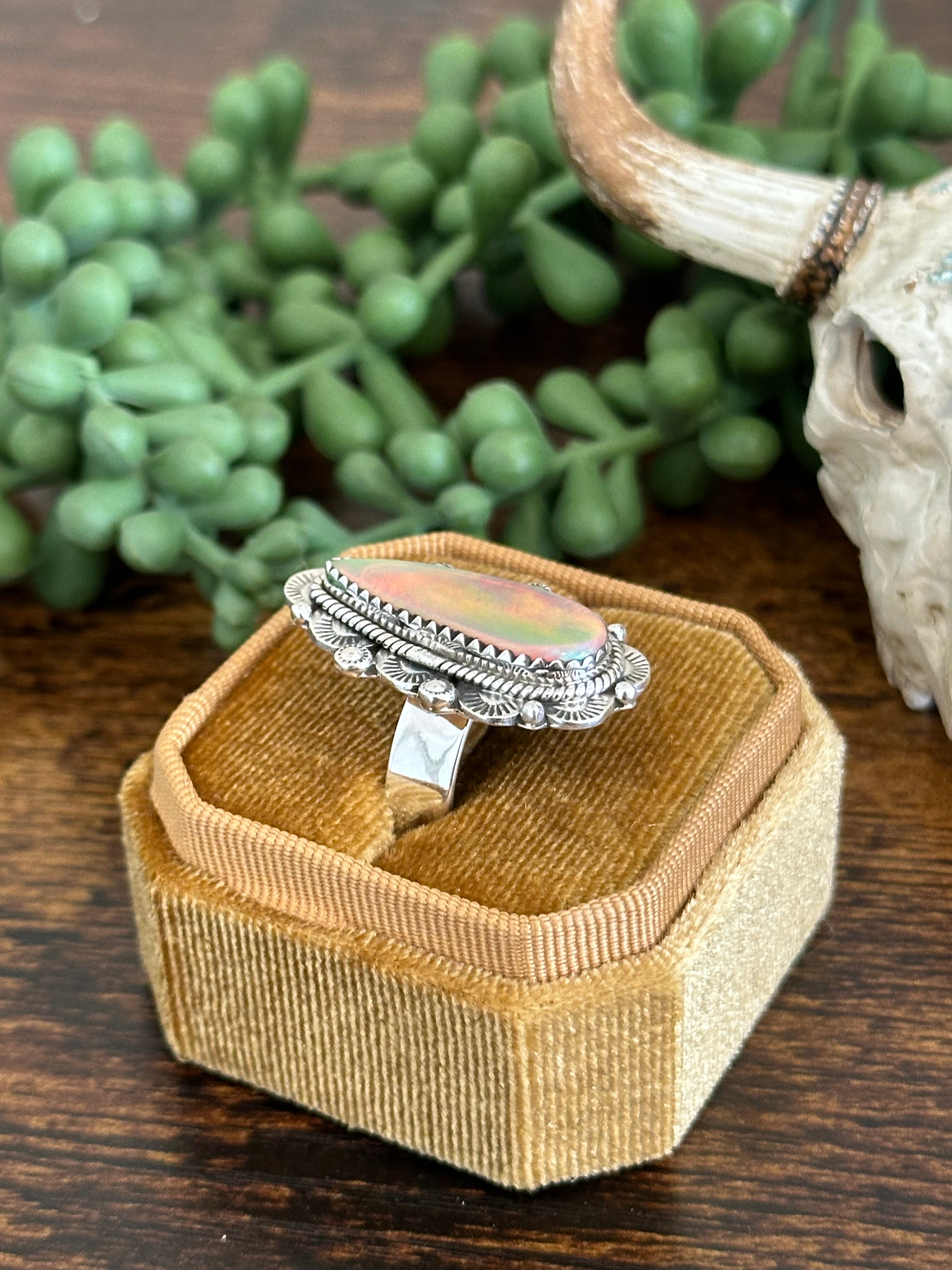 Southwest Handmade Opal & Sterling Silver Adjustable Ring