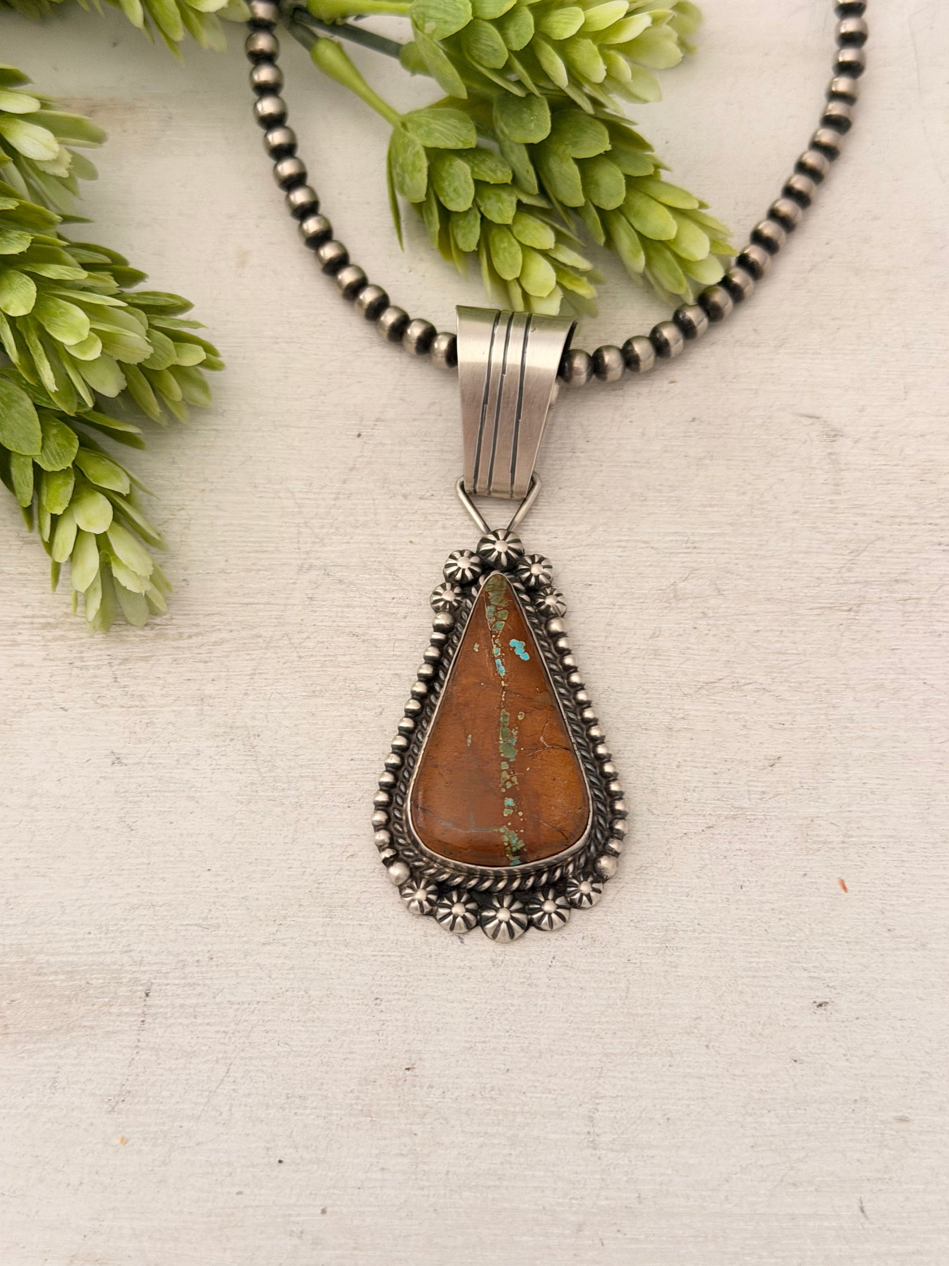 Alfred Martinez Ribbon Royston Turquoise & Sterling Silver Pendant