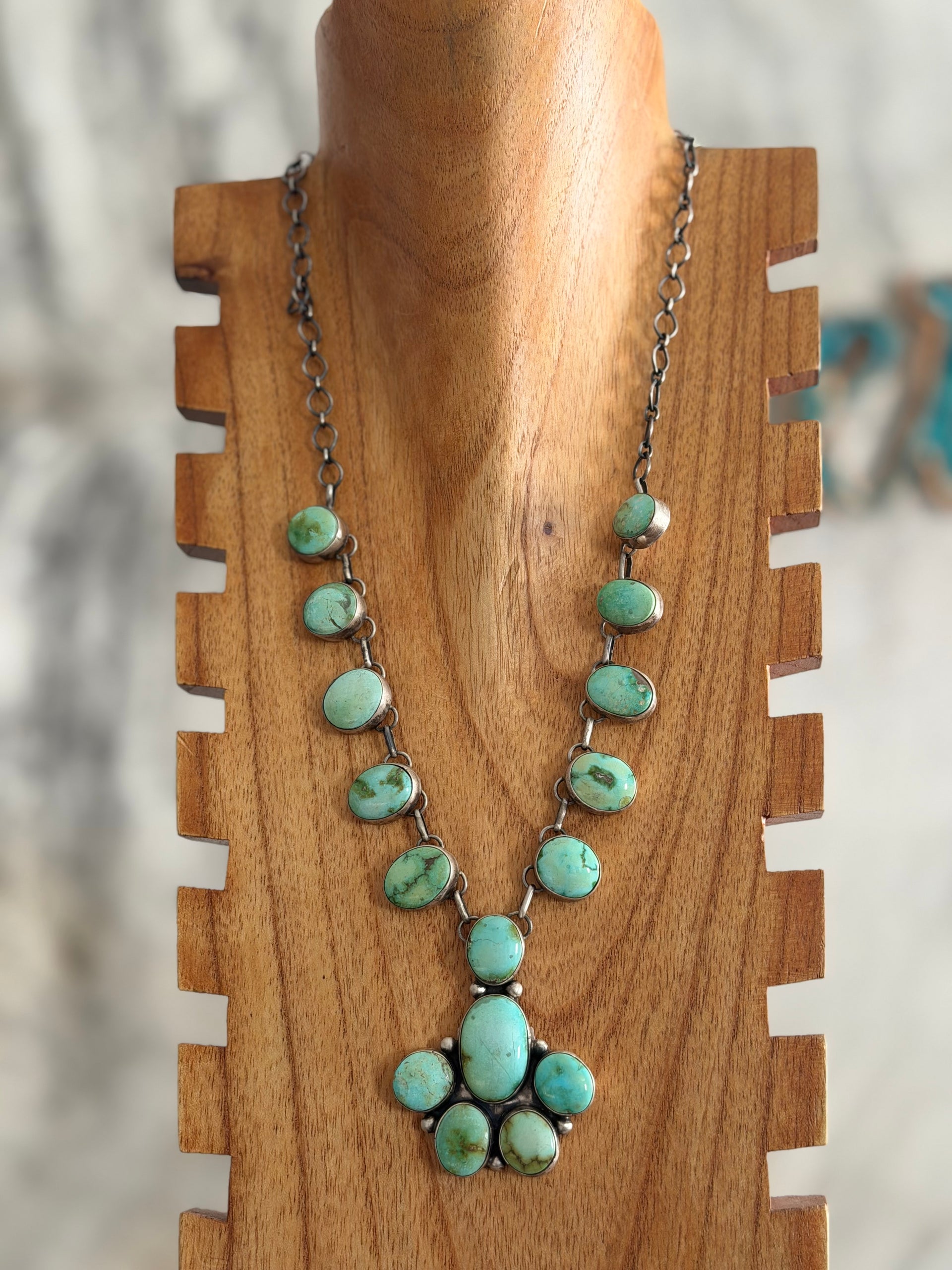 Bobby Johnson Sonoran Gold Turquoise & Sterling Silver Cluster Necklace Set