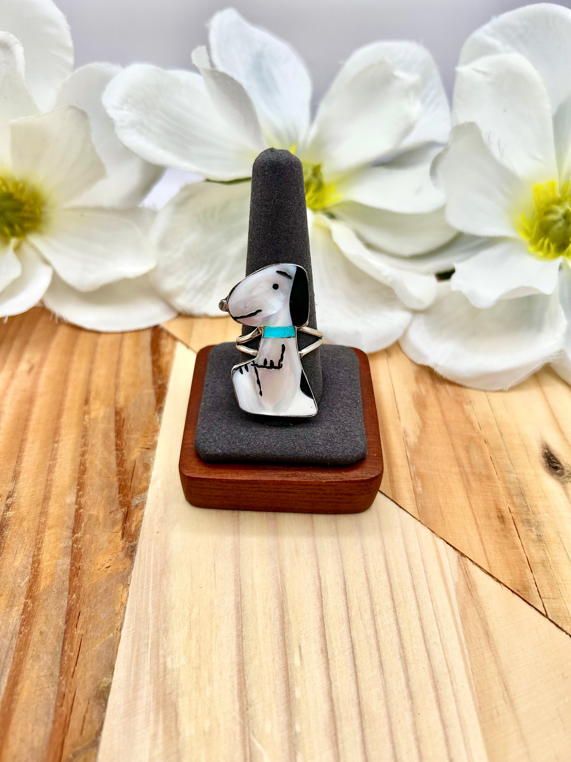 Zuni Made Multi Stone & Sterling Silver Ring Size 11