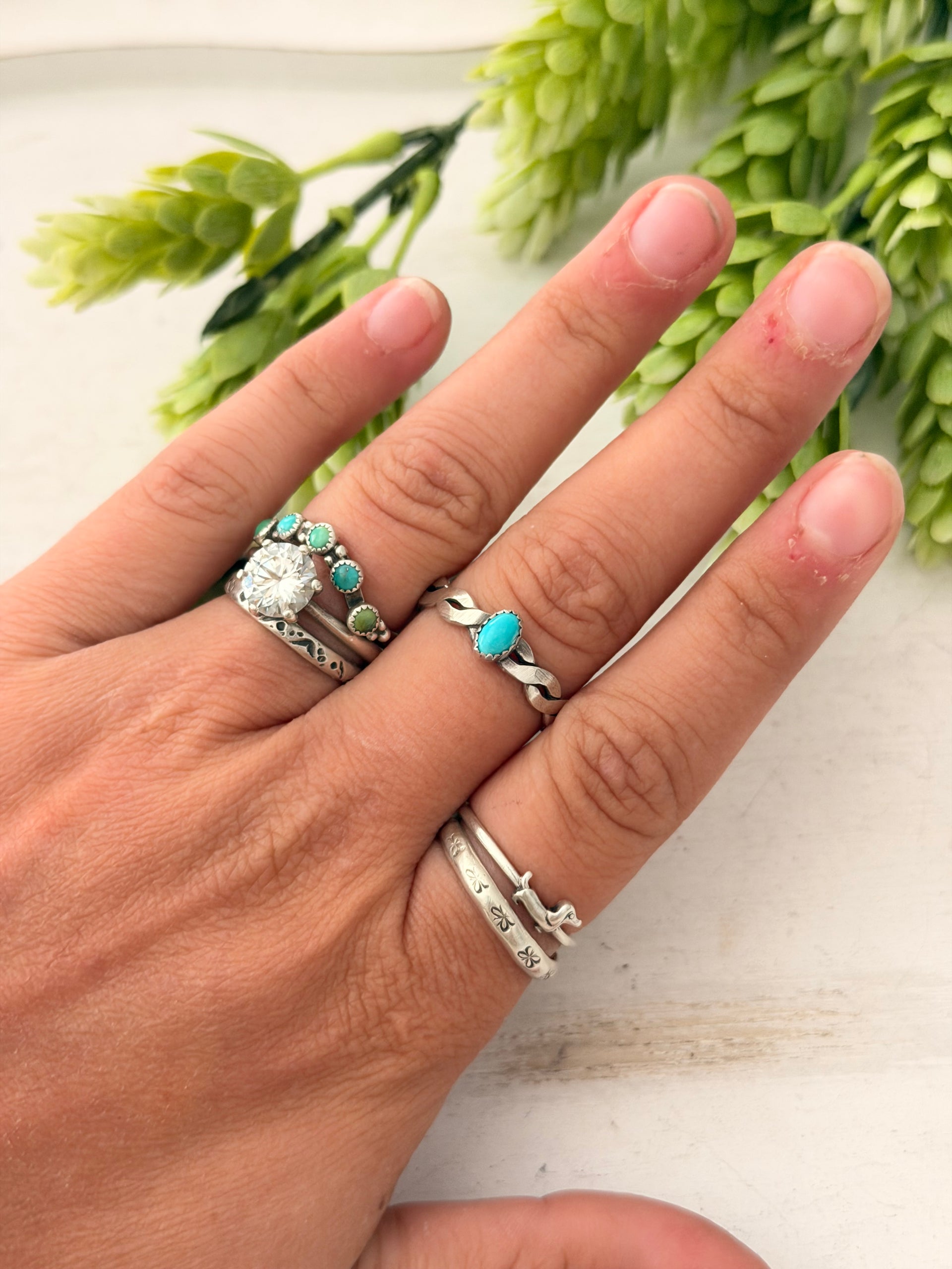 Navajo Made Kingman Turquoise & Sterling Silver Ring