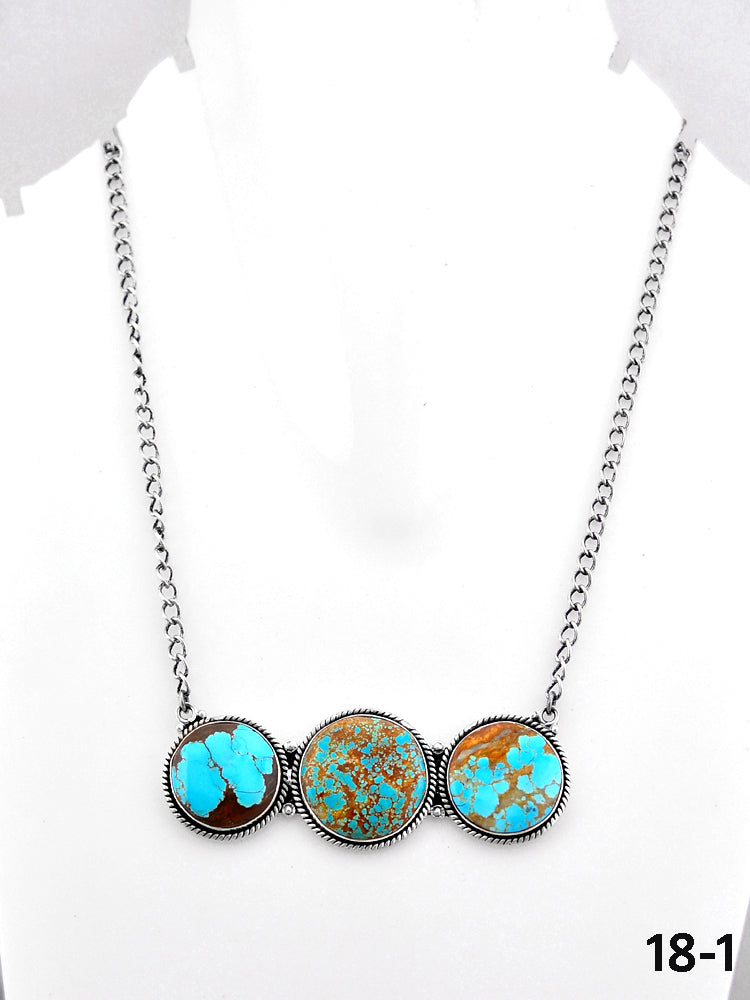 Southwest Handmade Number 8 Turquoise & Sterling Silver Necklace