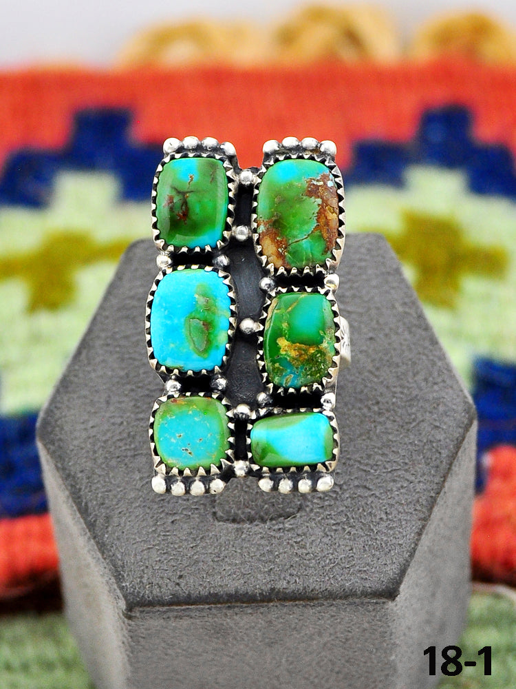 Southwest Handmade Sonoran Turquoise & Sterling Silver Adjustable Ring
