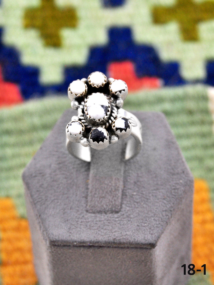 Southwest Made White Buffalo & Sterling Silver Adjustable Ring