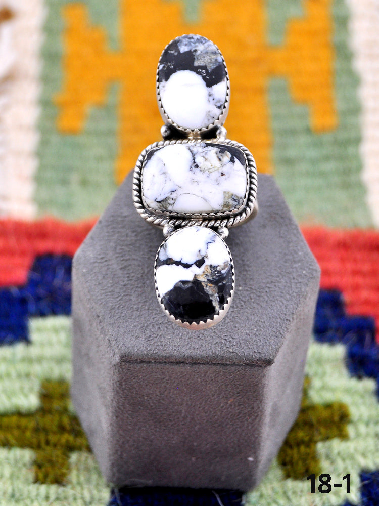 Southwest Made White Buffalo Adjustable Ring