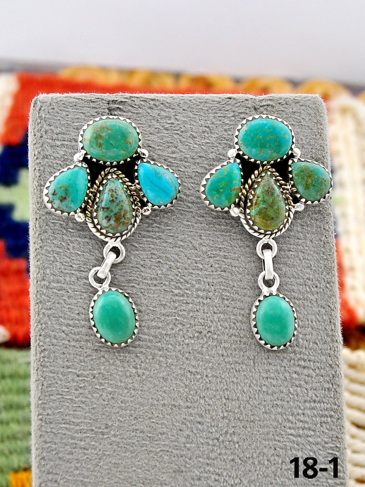 Southwest Made Cripple Creek Turquoise & Sterling Silver Post Earrings