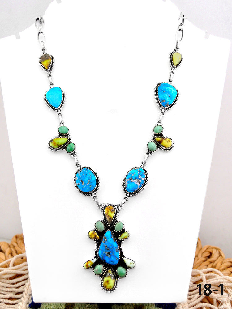 Southwest Made White Water  and Palomino Turquoise & Sterling Silver Necklace