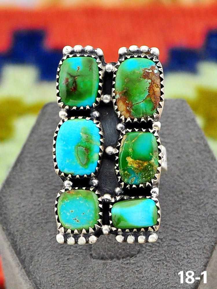 Southwest Handmade Sonoran Turquoise & Sterling Silver Adjustable Ring