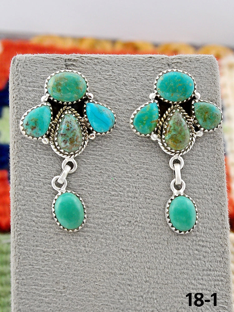 Southwest Made Cripple Creek Turquoise & Sterling Silver Post Earrings