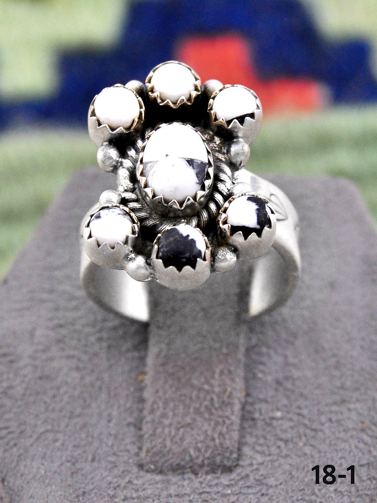 Southwest Made White Buffalo & Sterling Silver Adjustable Ring