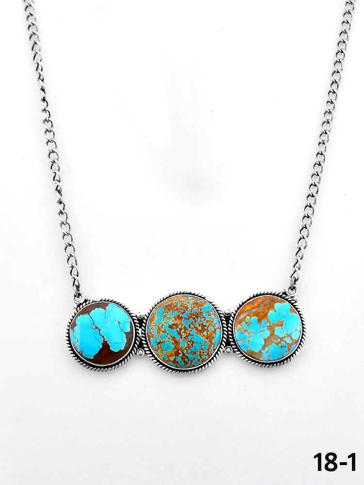 Southwest Handmade Number 8 Turquoise & Sterling Silver Necklace