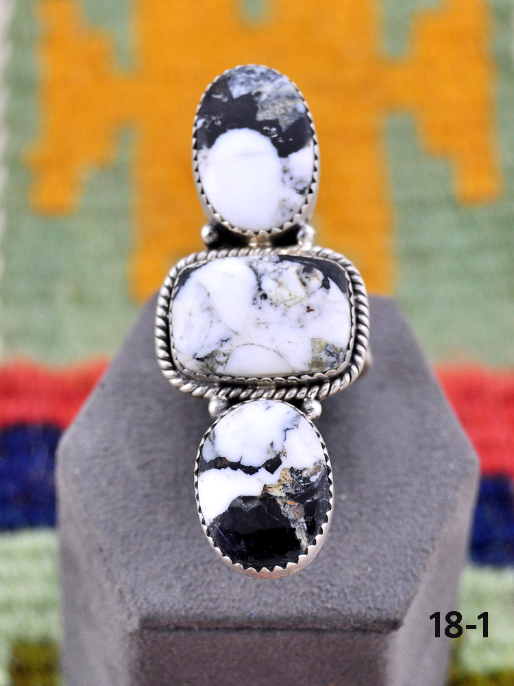 Southwest Made White Buffalo Adjustable Ring